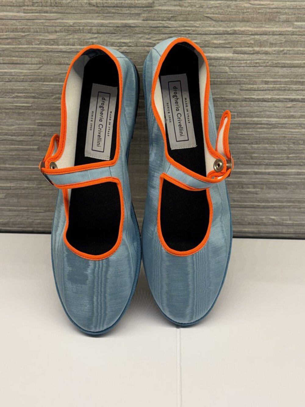 Drogheria Crivellini Mary Jane in Blue Moire and Orange Trim, Size 9 (40 EU) - Picture 3 of 9